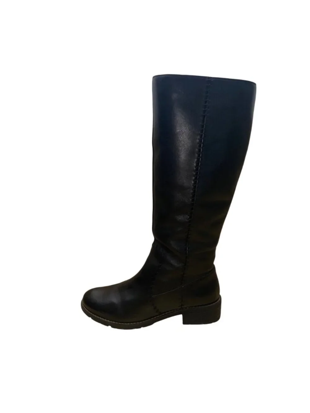 Sofft Women’s Black Leather Stitched Detailing Zip-Up Knee High Boots Size 7.5M